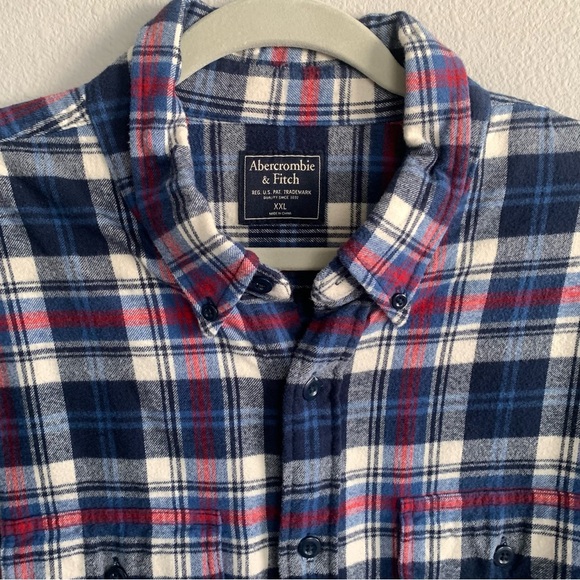 Men Abercrombie & Fitch XXL Plaid Button Long Sleeve Flannel Shirt Rodeo Preppy - Picture 3 of 13
